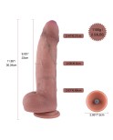 Hismith 28 cm silikonedildo med dobbelt densitet, 23 cm indsættelig, 6,4 cm bredde, KlicLok