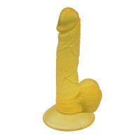 7.5 inch Jelly Realistic Dildo Sex Toy with a Sturdy Suction Cup Base - Yellow 