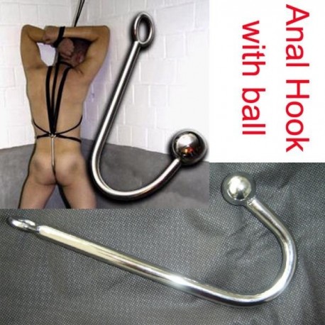 Anal Hook with Ball,Stainless Steel,Anal Plug