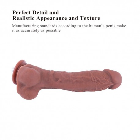 Hismith 8“ FDA Silicone Realistic Dildo for Hismith Premium Sex Machine (Medium) - Coffee