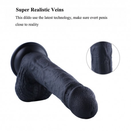 Hismith Sex Attachments, 9 Inches Flexible Dildo, Super High Simulation (Black)