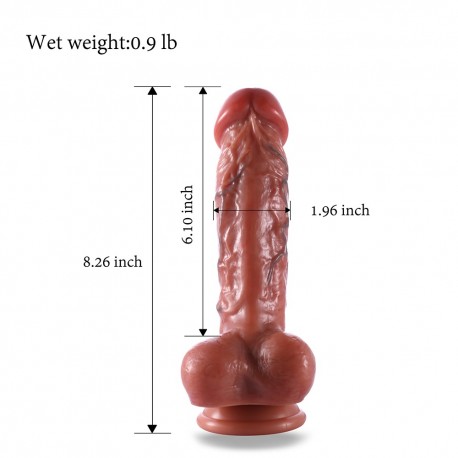 8.3 inch Realistic Veiny Dildo, Premium Liquid Silicone Dual Layered Dick with Suction Cup
