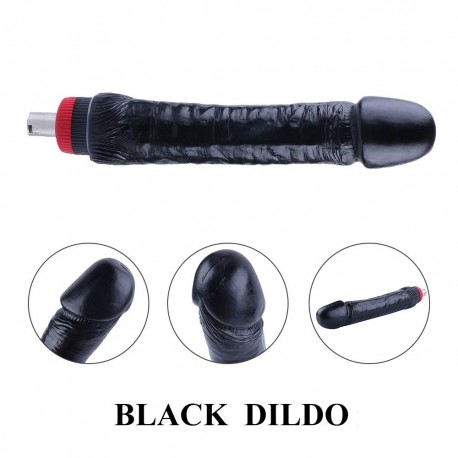 Basic Sex Machine Attachments with G Spot Vibrator Realistic Black Dildo Double Anal Dildo - 3XLR Connector