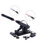 Basic Sex Machine Attachments with G Spot Vibrator Realistic Black Dildo Double Anal Dildo - 3XLR Connector