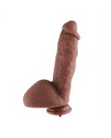 9 "Enorm Silikon Dildo för Hismith Sex Machine med KlicLok-kontakt, 6,5" infällbar längd, kaffe