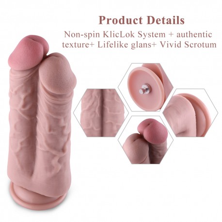 Hismith 8.5”Two Cocks One Hole Silicone Dildo for Hismith Premium Sex Machine