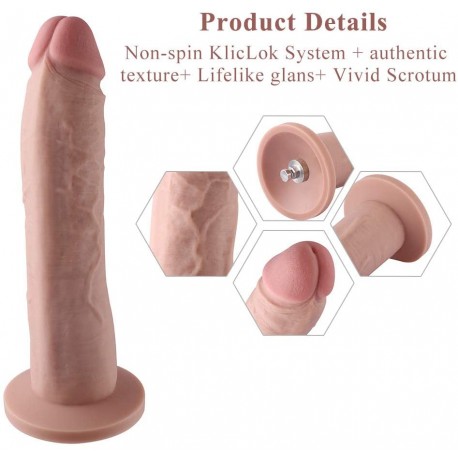 10.2" Slight Curved Vibrating Silicone Dildo for Hismith Sex Machine with KlicLok System - Master Series