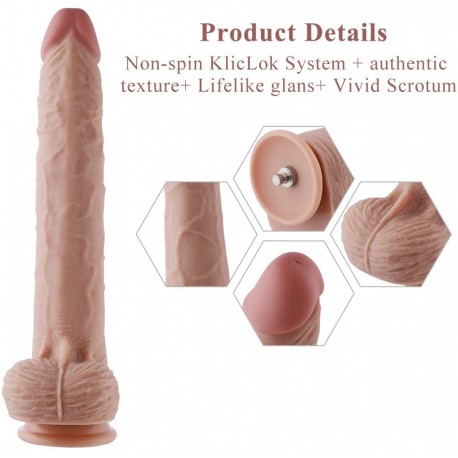Hismith 11.8" Extra-Length Silicone Dildo for Hismith Sex Machine with KlicLok System