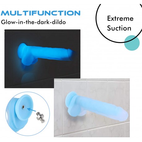Hismith 9.65” Glow Dildo, Grows in The Dark Silicone Dong with KlicLok System