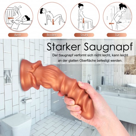 Hismith 8.5 Inch Curved Giant Silicone Drilling Worm Novelty Dildo with Suction Cup