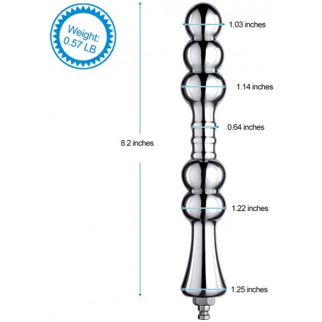 8.2” Metal Bead Anal Dildo, Smooth Aluminium Anal Wand with KlicLok System for Premium Sex Machine