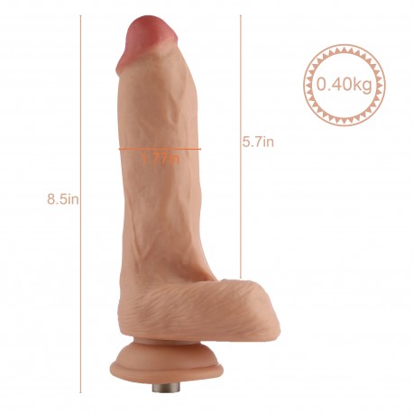 Auxfun Extra lengte met flexibele buis TPE-dildo met 3XLR-connector / 3-pins hulpstukken