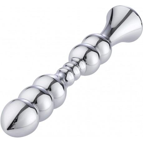 8.2” Metal Bead Anal Dildo, Smooth Aluminium Anal Wand with KlicLok System for Premium Sex Machine