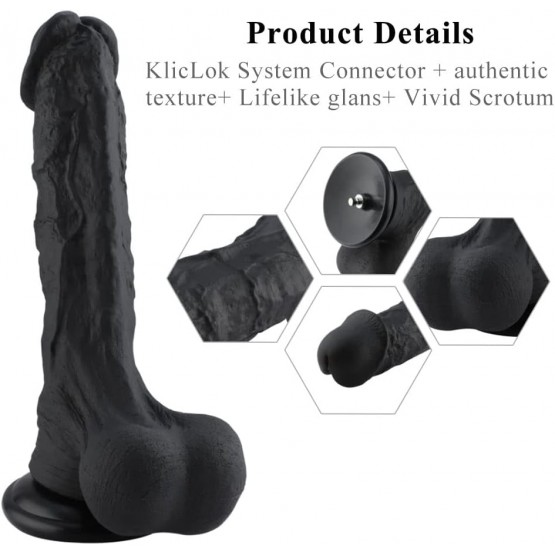 Hismith 12.4 Inches Black Super Huge Silicone Dildo for Hismith Premium Sex Machine