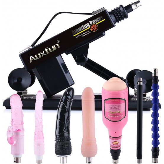 Sex Machine Love Machine, consolador de empuje automático con 3 conectores XLR con 7 accesorios Sex Machine Love Machine, consolador de empuje automático con 3 conectores XLR con 7 accesorios