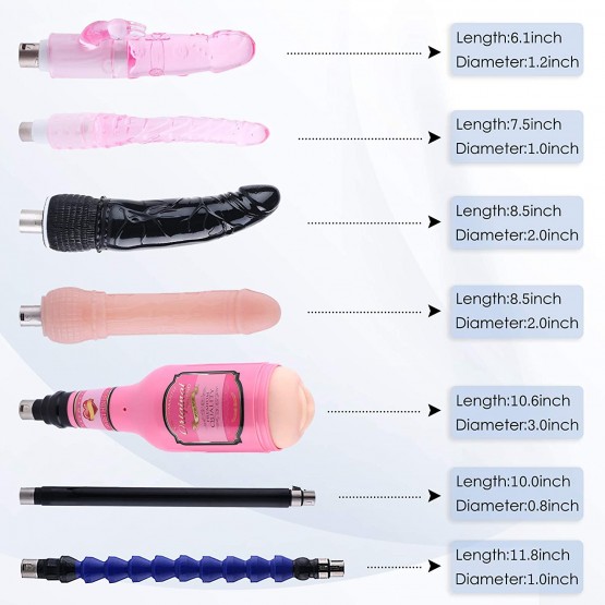 Sex Machine Love Machine, consolador de empuje automático con 3 conectores XLR con 7 accesorios
