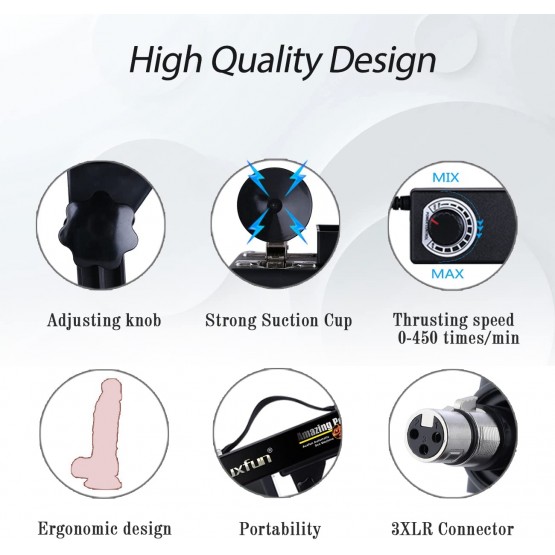  Fucking Machine for Female Adjustable Angle Control Thrusting Speed with 3XLR Connector Attachments Silicone Dildos
