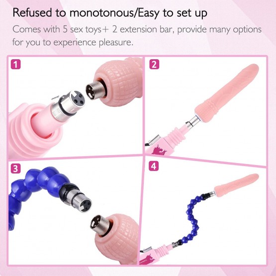 Sex Machine with 7 Attacments 3XLR Machines Connector for Couple Adult Toy 