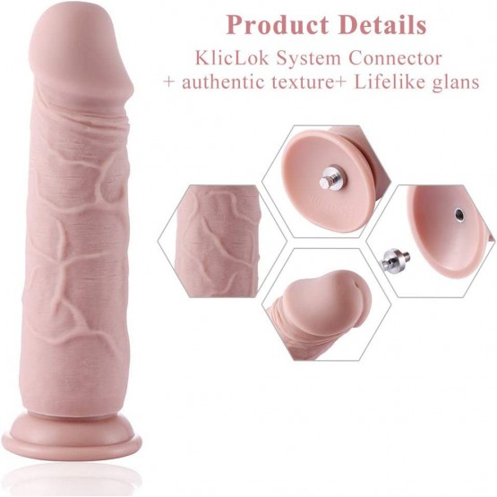 Hismith 9.4" Huge Dildo for Hismith Sex Machine with KlicLok Connector, 8.6 " Insertable Length Thick Realistic Cock