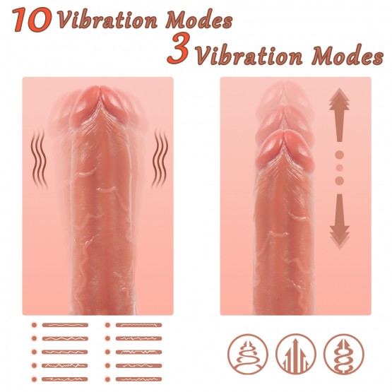 Thrusting Dildo Vibrator Sex Toy with 3 Powerful Thrusting Speeds&10 Vibrations