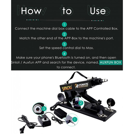 Auxfun App Controller Box for Sex Love Machine, 3 in 1 Speed Governor with Remote Panel 