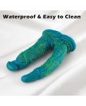 Monster Fantasy Silicone Dildo, Big Vibrating Soft Double Dildos med Sug Cup