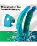 Monster Fantasy Silicone Dildo, Big Vibrating Soft Double Dildos med Suge Cup