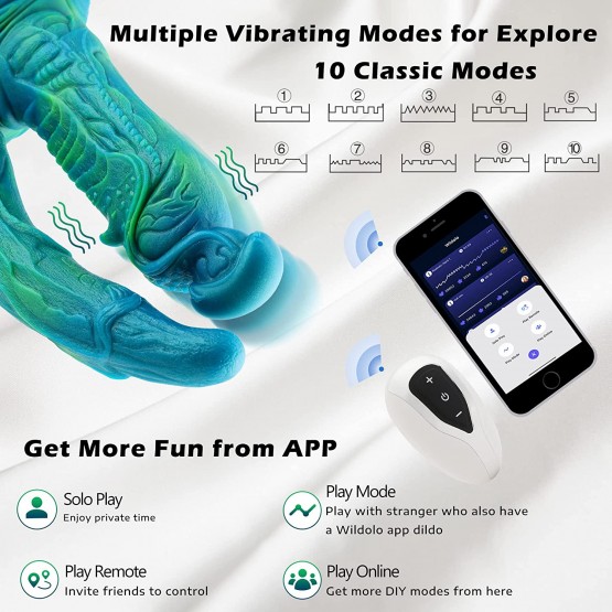 Monster Fantasy Silicone Dildo, Big Vibrating Soft Double Dildos med Sug Cup
