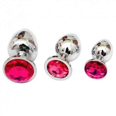 Unisex Metal Butt Toy Booty Beads Sexy Stopper Insert (S) - Red crystal