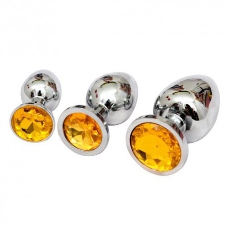Unisex Metal Butt Toy Booty Beads Sexy Stopper Insert (S) - Green crystal