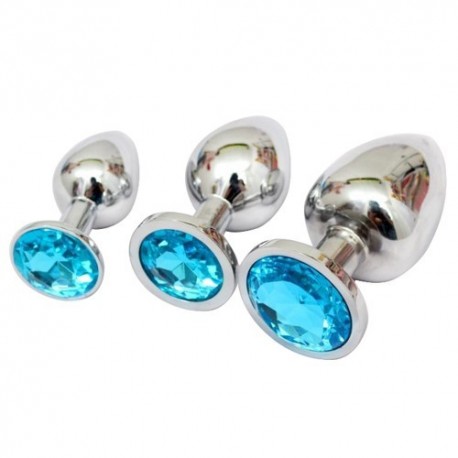 Unisex Metal Butt Toy Booty Beads Sexy Stopper Insert (S) - Pink crystal