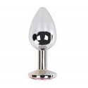 Unisex Metal Booty Butt Koraliki Sexy Toy Korek Insert (S) - różowy kryształ