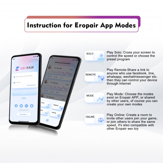 App-Interactive Vibrating Dildo And Vibrator, Eropair 2-In-1 Lesbian Pleasure Set