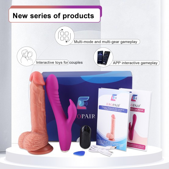 App-Interactive Vibrating Dildo And Vibrator, Eropair 2-In-1 Lesbian Pleasure Set