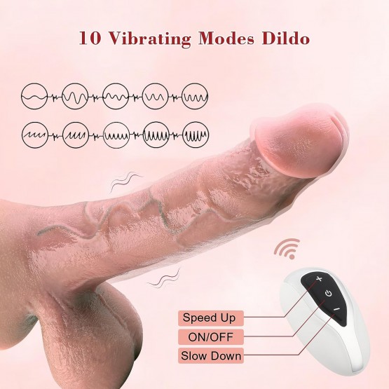 9.4 Inch Wildolo APP Remote Controlled Silicone Dildo with 10 Vibrating Modes