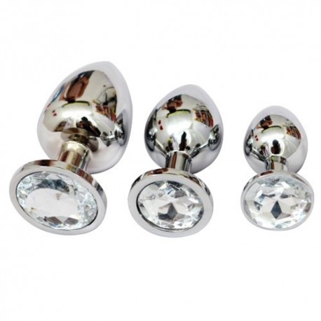 Unisex Metal Butt Toy Booty Beads Sexy Stopper Insert (S) - Transparent crystal