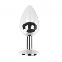Unisex Metal Butt Toy Booty Pärlor Sexy Stopper Insert (S) - genomskinliga kristaller