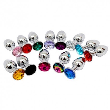 Unisex Metal Butt Toy Booty Beads Sexy Stopper Insert (S) - Transparent crystal