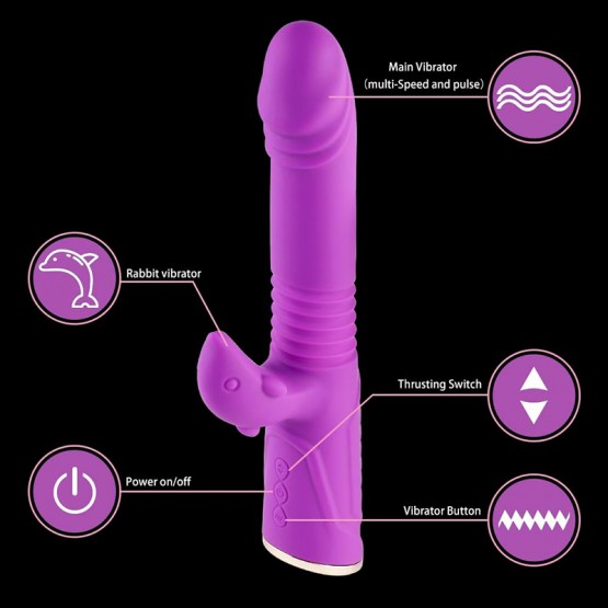 Dildo Telescopic Vibrator Waterproof Magnetic Charge Sexleksaker för par