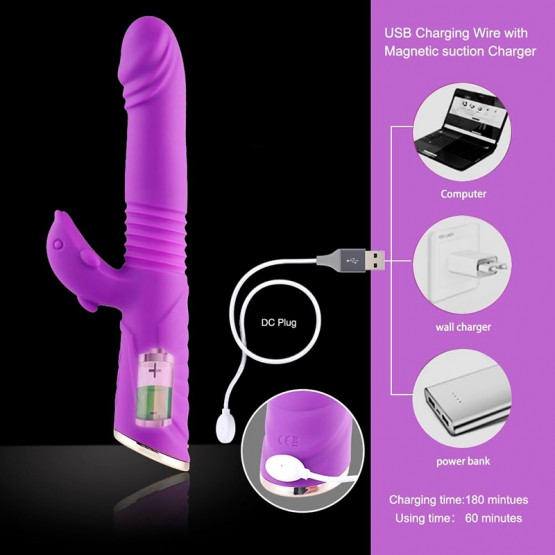 Dildo Telescopic Vibrator Waterproof Magnetic Charge Sexleksaker för par