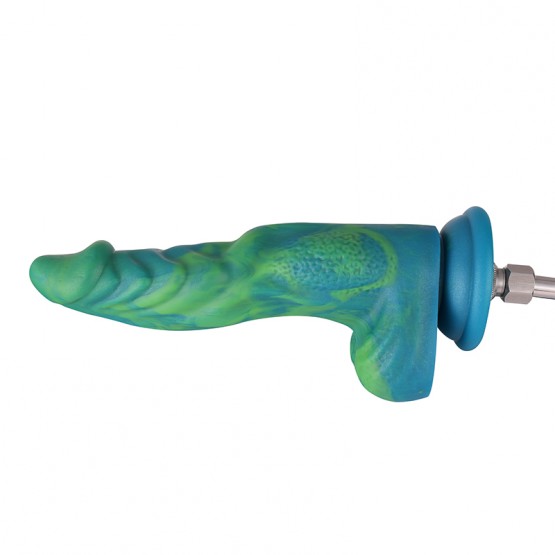 Hismith 9.6" silicone Green mix yellow dildo with KlicLok system