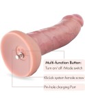 Hismith Curved 8,28" silikondildo med blå ådror, Dual-density dildo med vibrator